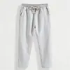 Pantalones de Lino de Verano para Hombre Pantalones para Hombre Pantalones Casuales para Hombre Delgados Sueltos de 9 puntos 8 puntos Algodón y Lino Pantalones de Moda para Hombre