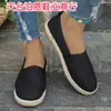 Sapatos Femininos Rasos Redondos de Tamanho Grande para Comércio Transfronteiriço Primavera e Outono Estilo Europeu e Americano Slip-On Solado de Corda de Cânhamo Sapatos Rasos de Solado Grosso