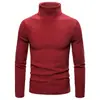 Comercio Exterior Otoño e Invierno Nuevo Suéter de Cuello Alto de Color Puro para Hombre Estilo Coreano Delgado Juvenil Suéter de Punto con Rayas para Poner Debajo