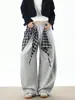 Calça Cargo Xadrez Pesada Masculina Inverno High Street Hip-Hop Dança Calças Tendência Marca Esportiva Casual Calças Compridas