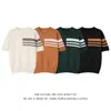 2026 Nueva Camiseta Transpirable de Punto de Manga Corta con Cuello Redondo, Bloques de Color, Estilo Coreano de Moda, Versátil, para Hombre, Capa Interior, Capa Base, de Moda