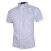 Camisa de manga corta con solapa de color sólido para hombre, nueva camisa de comercio exterior de verano 2022, camisa de manga corta ajustada a la moda para hombre transfronteriza