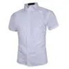 Camisa al por mayor de comercio exterior transfronterizo estilo coreano para jóvenes, color liso, sencilla, de manga corta, casual de negocios, camisa de trabajo para hombre