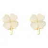 Pendientes de Plata de Ley S925 Ojo de Gato Trébol de Cuatro Hojas Pendientes Pequeños Frescos de Verano Pendientes de Nicho de Alta Gama Nuevos y de Moda para Mujer
