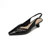 Elegantes Sandalias Cerradas Estilo Coreano para Mujer, Nuevas Sandalias de Tacón Alto de Aguja Tejidas Huecas de Cuero Genuino, Sandalias Blancas Puras sin Talón