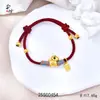Pulsera de Hilo Rojo de la Fortuna Caballo de la Suerte con Cuentas Ojo de Gato de Cobre Chapado en Oro, Joyería de Mano Tejida Estilo Chino Nuevo