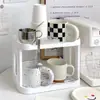 Portavasos, Estante de Almacenamiento de Doble Capa de Lujo Ligero de Gama Alta para Recipientes de Café Molido y Té, Bandeja para Tazas de Té y Café, Estante de Secado