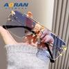 Nuevas Gafas de Sol de Moda Europeas y Americanas con Cabeza de Leopardo, Tendencia, para Mujer, Metal, Doble Puente, Borde Cortado, Montura Cuadrada Sin Marco, para Hombre