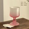 Taça de Vinho Vintage Rosa Degradê Fosco, Cálice Plissado, Copo de Vidro de Alta Estética para Mulheres, Copo de Licor para Uso Doméstico, Taça de Vinho Tinto