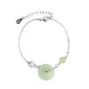 Pulseira Promocional de Transmissão ao Vivo de Joias de Jade de Contas Redondas em Estilo Chinês com Pingente de Fortuna, Pulseira de Jade Hetian com Fivela da Paz