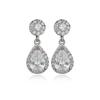 Qingxing aretes europeos y americanos de circonita AAA en forma de gota de agua, aretes brillantes, aretes clásicos S925, aretes blancos simples