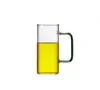 Taza de Vidrio de una Sola Capa con Mango de Color Cuadrado para el Hogar, Alta Apariencia, Vidrio Transparente, Taza para Beber Jugo de Frutas, Té de Leche, Hogar