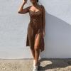 Vestido Floreado de Lunares Blancos y Negros con Tirantes Elásticos Descubiertos Europeos y Americanos de 2024
