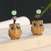 Madera de sándalo verde tallada lechuza cadena para teléfono móvil llavero colgante de animalito lindo para hombres y mujeres colgante creativo para teléfono móvil regalo