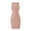 Vestido elegante de verão francês sem mangas beleza cintura marcada design plissado emagrecedor franzido bodycon saia curta