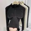 Camisa base térmica de fleece com gola alta para outono e inverno para mulheres, jaqueta cardigã nova de outono 2025 com zíper duplo, moletom slim fit para usar em camadas