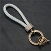 Novo diamante-incrustado de liga de zinco chaveiro do carro tecida de couro de metal chaveiro acessórios cadeia de couro corda chave fivela