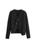 Suéter de cuello en V con doble tapeta y botones, chaqueta de punto abierta y combinada para mujer, otoño e invierno, estilo europeo y americano