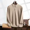 Suéter de Cachemira con Cuello Polo para Hombre Otoño/Invierno 2026, Jersey Holgado de Negocios, Suéter de Lana de Color Sólido, Capa Base, Suéter de Punto Talla Grande