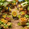 Mini Frutas Pequeñas Cortadas a la Mitad: Melón Cantalupo, Toronja, Kiwi, Juguetes de Comida en Miniatura, Colgantes para Llavero, Accesorios para Manualidades