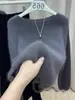 Blusa Cinza Casual, Preguiçosa e Versátil para Camadas em Mulheres, Novo Estilo Outono e Inverno 2025 Suéter Quente de Malha