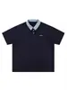 Camiseta a Cuadros de Empalme Contrastante Estilo Coreano de Manga Corta para Hombre Verano 2025 Nuevo Retro Holgada Ajustada Cuello Polo