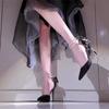 Elegantes Zapatos de Tacón de Aguja de Cristal Cisne Negro con Hebilla de una Sola Capa para Mujer, Punta Afilada, Tono Pedrería, Lentejuelas, Lazo de Perlas, Zapatos de Tacón Alto