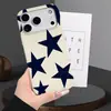 Funda de Teléfono Azul Marino de Cinco Puntas Más Vendida en Tiktok para Apple 18 Pro Max, Funda Protectora Mate Súper Popular No Repetitiva