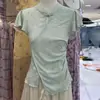 Camiseta de Verano 2026 Nuevo Estilo Estilo Chino Nuevo Estilo Nacional Botones Cintura Ceñida Asimétrica Manga Corta