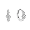 Brincos Argola de Prata de Lei S925 com Zircônias em Formato de Trevo de Quatro Folhas para Mulheres, Modernos, Simples, Elegantes, de Alta Qualidade, Amigáveis à Pele