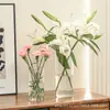 Jarrón Transparente de Plástico para Adorno de Sala de Estar, Anticaídas, Cubo de Flores Redondo Cilíndrico Recto Simple, Hidropónico, Lujo Ligero, Personalizable