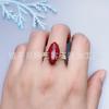 Anillo Ajustable de Cinabrio Natural con Tamaño Ajustable, con un Diseño de una Flor de Riqueza en Flor y una Bolsa de Bendición de Salud, Cobre Chapado en Plata 925, Nuevo Modelo