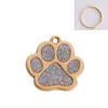 Aleación de Zinc Collar para Mascotas Etiqueta Grabado Láser Rosa Brillante Dorado Huella de Pata Etiqueta para Perro Joyería Colgante Placa de Nombre