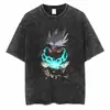 Tamanho Europeu Transfronteiriço Algodão Masculino Vintage Estampa de Anime Japonês Oversize t