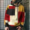 Suéter con capucha para hombre interesante impresión 3D costura de simulación cuadros sudadera deportiva para hombre nuevo transfronterizo europeo y americano