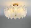 Lámpara de araña de cristal con plumas estilo retro francés, de espectro completo, con protección ocular, estilo americano de mediados de siglo, para dormitorio, sala de estar, estudio y lámpara de araña con perlas.