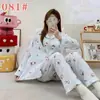 Pijama mikko para mujer para primavera y otoño, conjunto de gasa de algodón nube de manga larga y pantalón largo, lindo conjunto de ropa de casa de verano estilo japonés