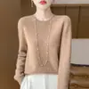 Suéter pronto para vestir de primeira linha sem costura feminino 2024 outono e inverno novo all-match gola redonda plus size camisa de base de malha