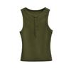Llegada Nueva Verano 2024 Chaleco de Botones con Cuello Henley para Mujer Elástico Ajustado de Hilo Cuello Redondo Pulóver sin Mangas Top Corto