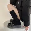 Manguitos de pierna de lana blancos para mujer, otoño e invierno, rotos, de campana, estilo ballet, manguitos de pantorrilla apilados estilo japonés Y2K