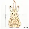 Conejo de Madera de Pascua Huevos de Colores Pollito Zanahoria Etiqueta Grabado Láser Madera Cruda Etiqueta Colgante Decoración Festiva Adorno Colgante
