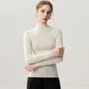 Suéter de lã slim fit, novo outono 2026 feminino gola alta, estilo elegante, suéter pullover de malha fina em fio Yangzi