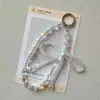 Lanyard de Cristal de Gama Alta con Lazo y Perla para Teléfono Rosa Hecho a Mano con Cuentas Encanto Anti-Pérdida para Bolso Cadena de Mano para Niñas