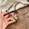 Estilo Bohemio Étnico Collar Largo de Madera con Estrella de Mar Moda Cadena de Suéter de Vacaciones de Alto Valor Collar en Capas
