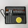 Bolsa de Lona Transfronteiriça de 24 Peças Conjunto de Pincéis de Tinta a Óleo Haste Prata Cinza de Nylon Cortina de Canetas de 24 Peças Pincel para Gouache e Aquarela