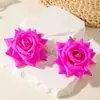Joias Transfronteiriças Europeias e Americanas, Brincos de Flor Rosa Simulada, Brincos de Flor Dopamina de Tecido Modernos e Elegantes