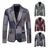 Jaqueta de terno masculina de mistura de lã Amazon transfronteiriça, design color-block moderno, estilo retrô, fecho de um botão