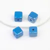 Ding Yi Lua Fria coloridas quadradas galvanizadas acrílico contas soltas furo reto com furo para passar fio contas diy acessórios para corrente de celular