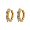 Pendientes de Moda Europeos y Americanos Elegantes Simples Joyería para Mujer Acero Inoxidable Diseño de Nicho Circonita Pendientes de Bambú Hebillas de Oreja