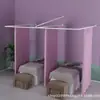Cortinero de Hierro Forjado con Forma de E de Dos Camas para Salón de Belleza, Cortina de Gasa para Camilla de Terapia/Belleza de Centro de Salud, Cortinero Romano Tipo E